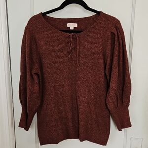 Knox Rose Brown Ribbed Knit Sweater- L